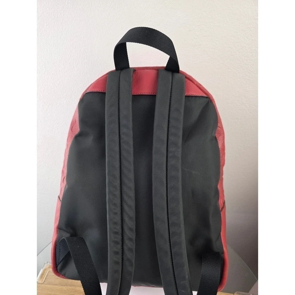 Coach Charlie Medium Backpack Red Embossed Signature C Pebble Leather F49499 Bag